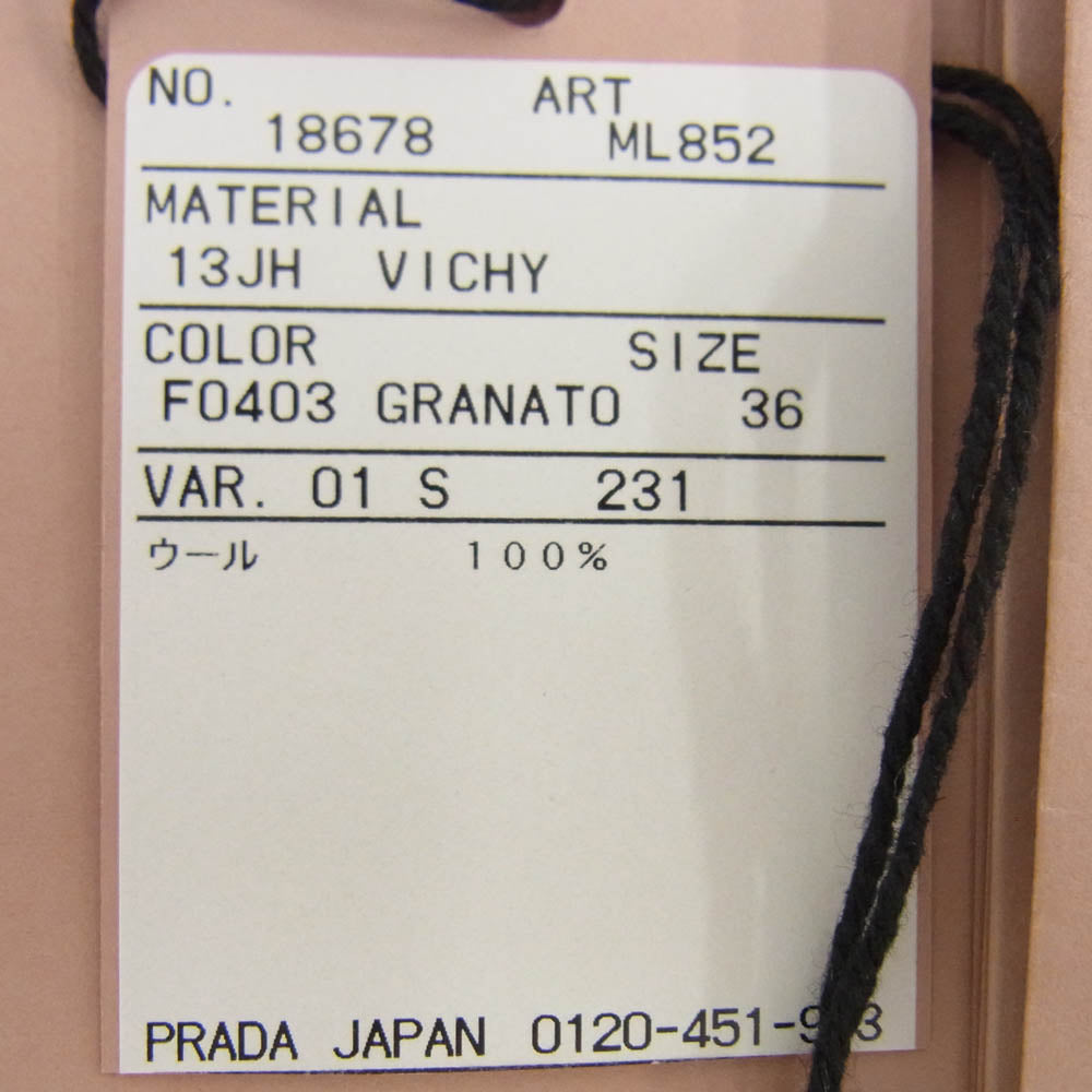 MIUMIU ミュウミュウ MK852 S231 13JH ロゴ クロップド ギンガムチェック ブルゾン ジャケット マルチカラー系 36【美品】【中古】