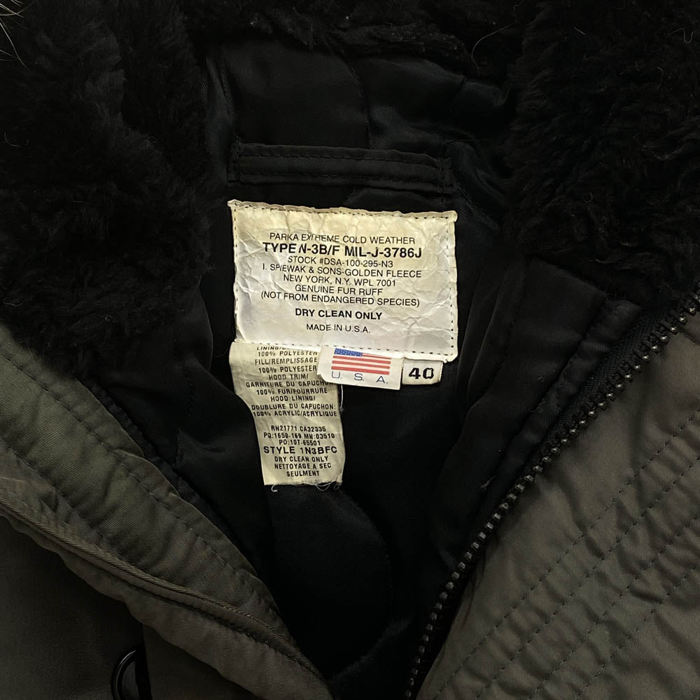 SPIEWAK スピーワック MIL-J-3786J N-3B ナイロンツイル 中綿 フライト ジャケット カーキ系 40【中古】
