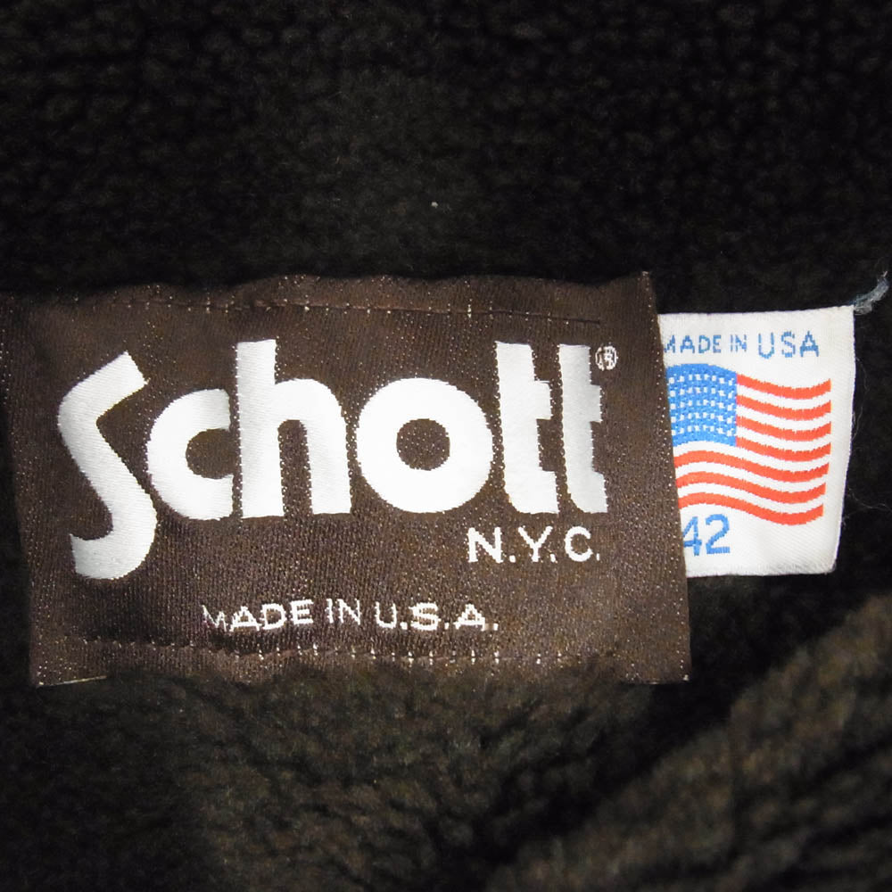 schott ショット USA製 A-2 ボアライナー付き フライト レザー ジャケット ブルゾン ダークブラウン系 42【中古】