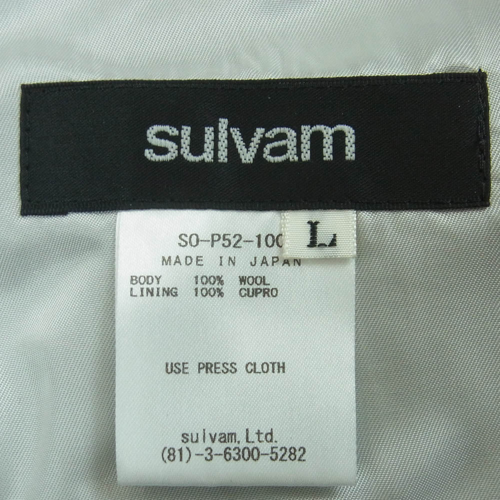 sulvam サルバム S0-P52-100 Classic bandage pants クラシック ウール ギャバジン ボンテージ パンツ ブラック系 L【中古】
