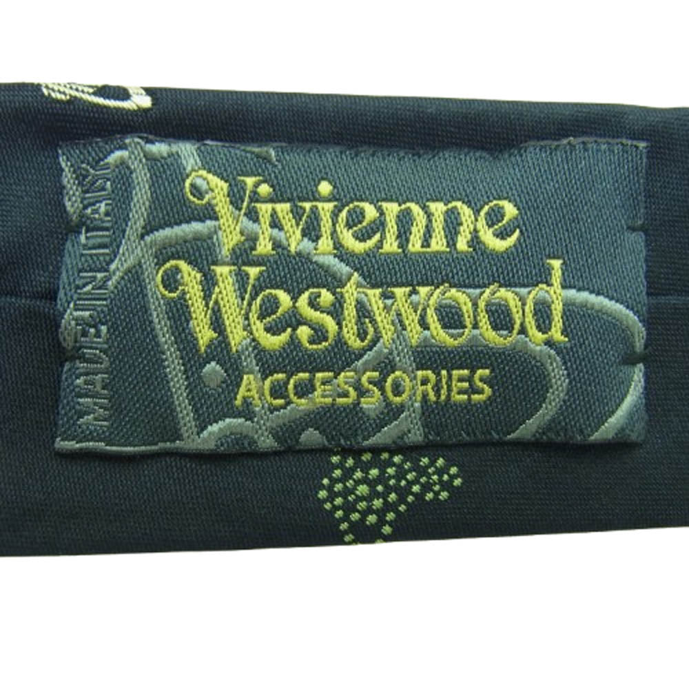 Vivienne Westwood ヴィヴィアンウエストウッド シルク100％ オーブ刺繍 ネクタイ ブラック系【中古】