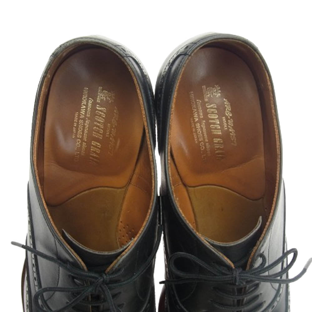スコッチグレイン H-9041 ウィングチップ レザーシューズ ブラック系 25cm【中古】