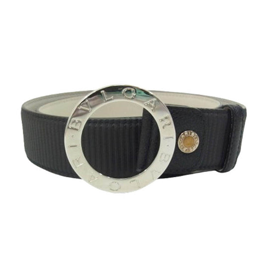 BVLGARI ブルガリ ラウンドロゴ バックル ベルト ブラック系【中古】