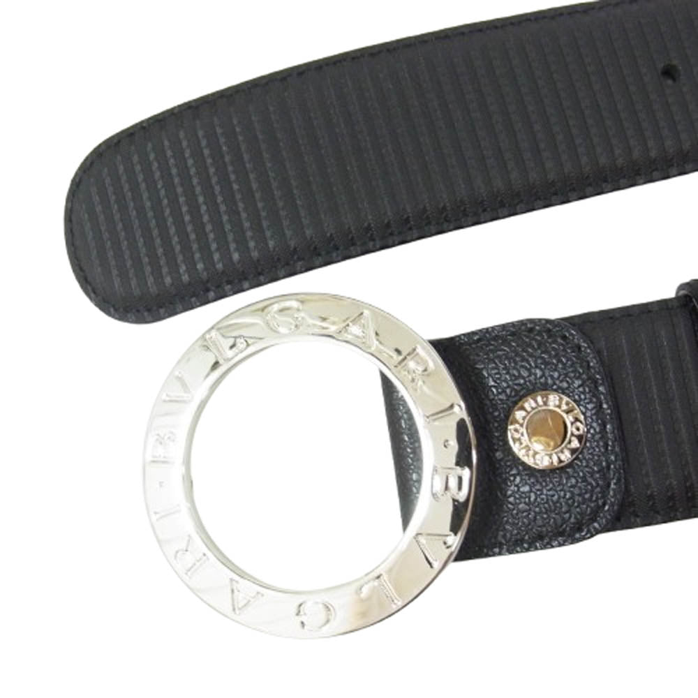 BVLGARI ブルガリ ラウンドロゴ バックル ベルト ブラック系【中古】