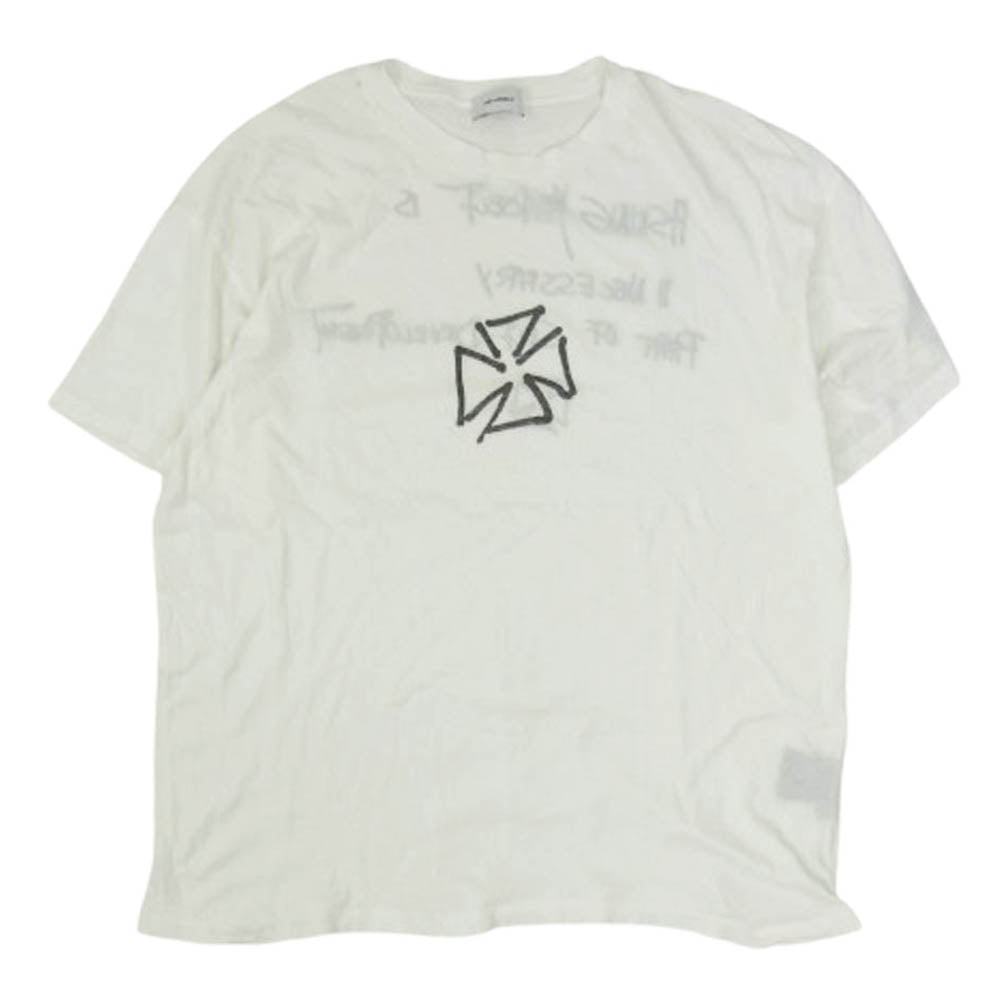 アスクユアセルフ ヴィンテージ加工 プリント Tシャツ 半袖カットソー ホワイト系 L【中古】