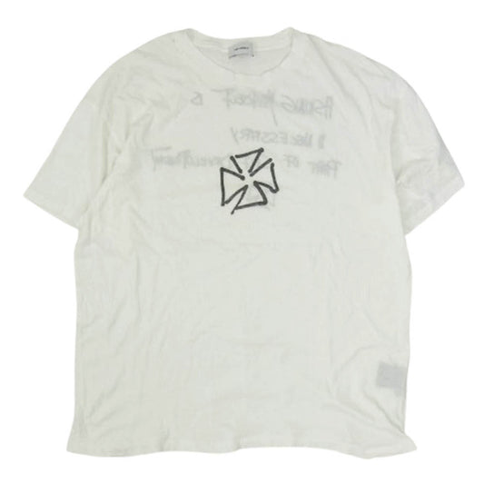 アスクユアセルフ ヴィンテージ加工 プリント Tシャツ 半袖カットソー ホワイト系 L【中古】