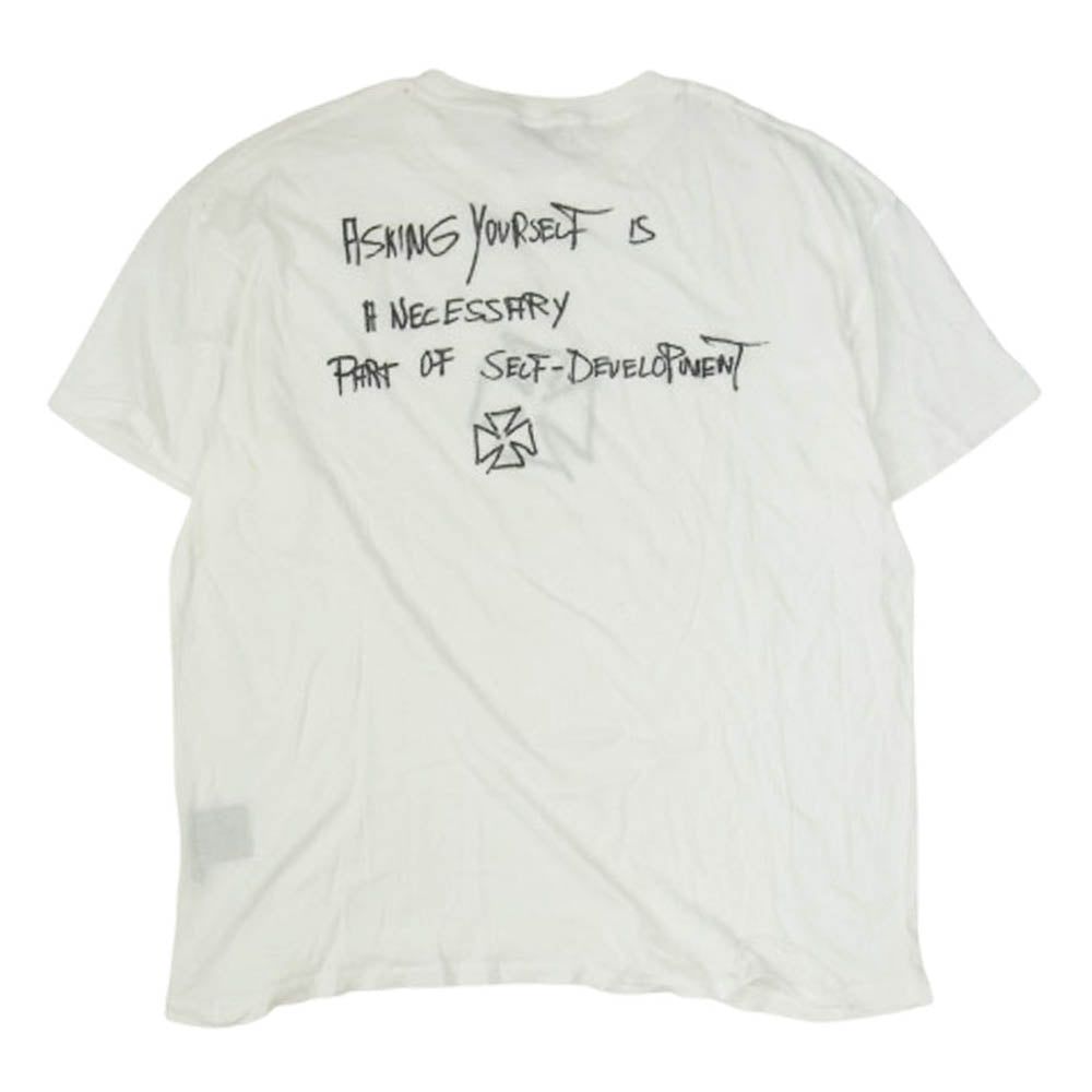 アスクユアセルフ ヴィンテージ加工 プリント Tシャツ 半袖カットソー ホワイト系 L【中古】