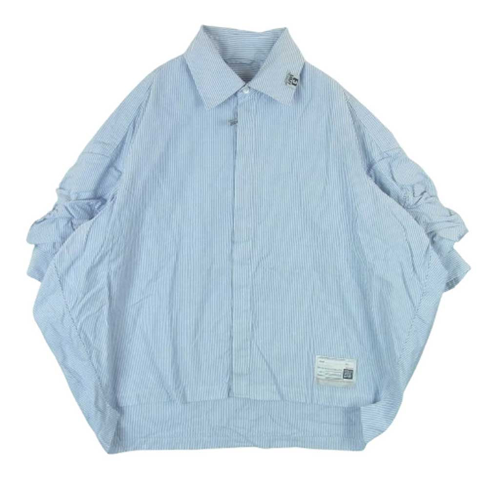 Maison MIHARA YASUHIRO メゾンミハラヤスヒロ B12SH131 ス卜ライプ ロールアップスリーブ 半袖 シャツ ブルー系 ホワイト系 36【中古】