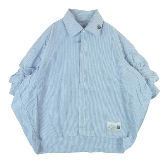 Maison MIHARA YASUHIRO メゾンミハラヤスヒロ B12SH131 ス卜ライプ ロールアップスリーブ 半袖 シャツ ブルー系 ホワイト系 36【中古】
