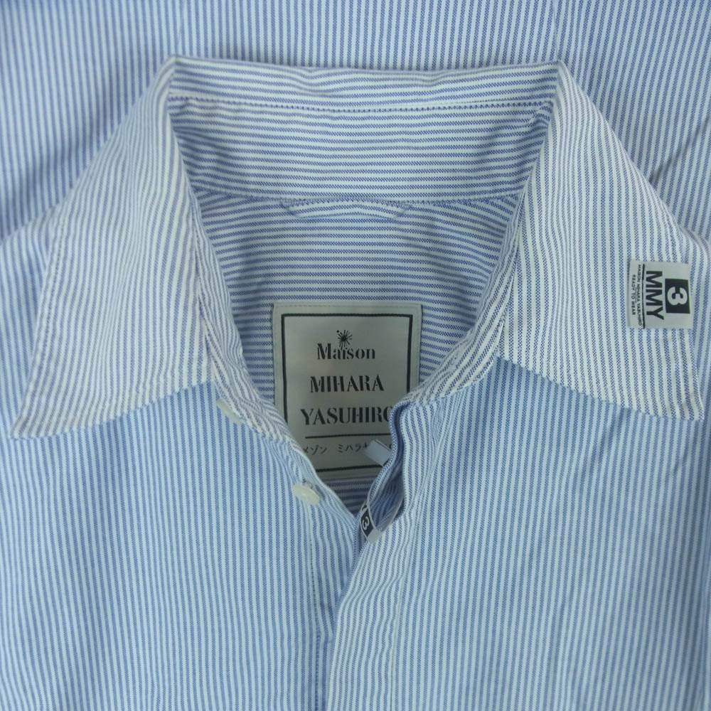 Maison MIHARA YASUHIRO メゾンミハラヤスヒロ B12SH131 ス卜ライプ ロールアップスリーブ 半袖 シャツ ブルー系 ホワイト系 36【中古】