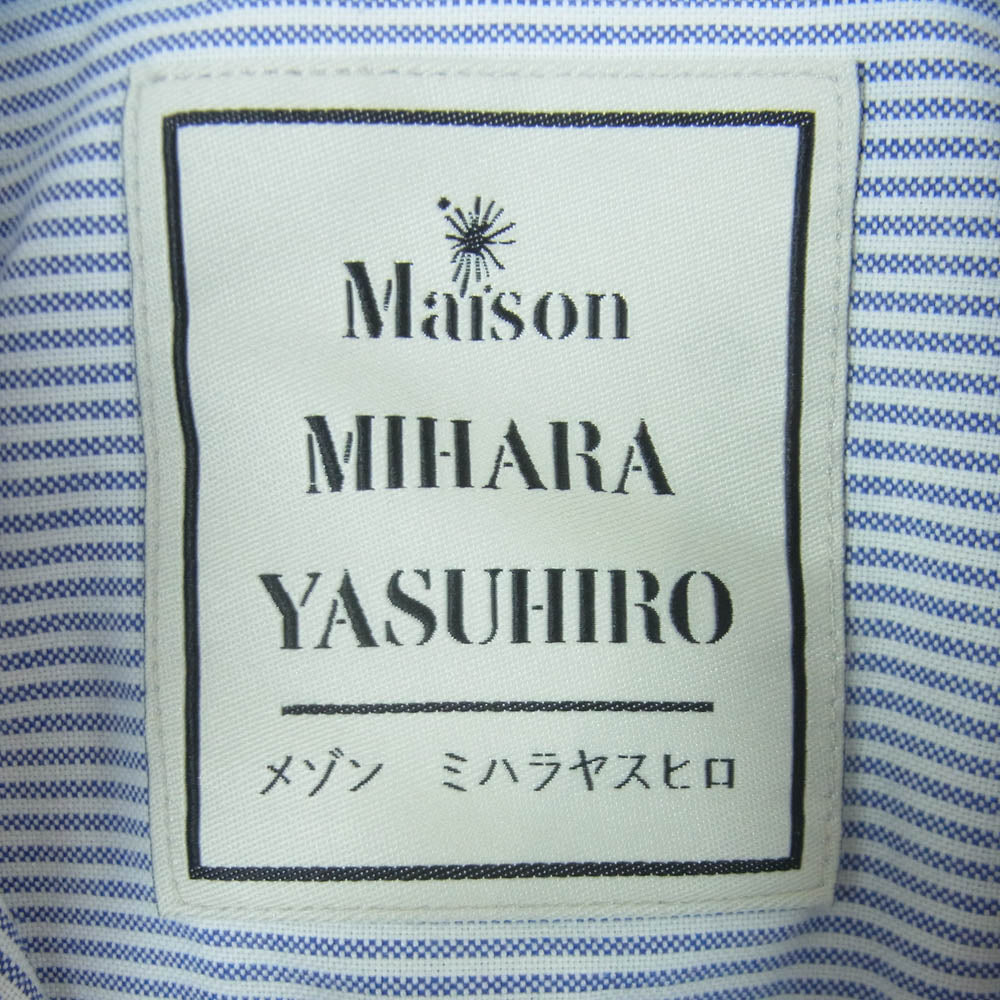 Maison MIHARA YASUHIRO メゾンミハラヤスヒロ B12SH131 ス卜ライプ ロールアップスリーブ 半袖 シャツ ブルー系 ホワイト系 36【中古】