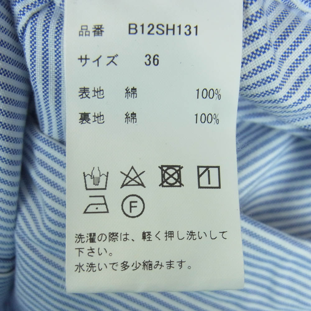 Maison MIHARA YASUHIRO メゾンミハラヤスヒロ B12SH131 ス卜ライプ ロールアップスリーブ 半袖 シャツ ブルー系 ホワイト系 36【中古】