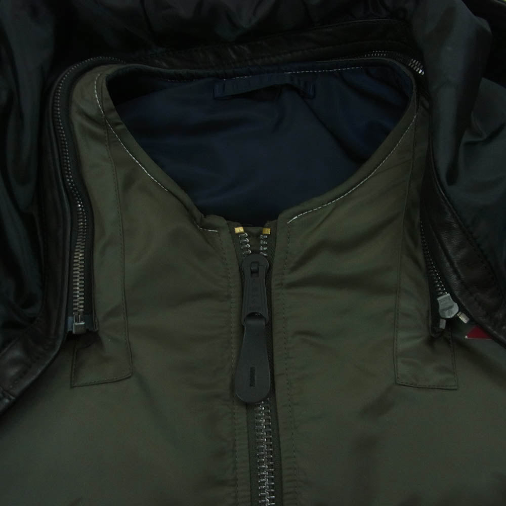ISAMUKATAYAMA BACKLASH イサムカタヤマバックラッシュ TA0465-9076 ALPHA INDUSTRIES アルファ インダストリーズ レザーフード フライト ジャケット グリーン系 S【中古】