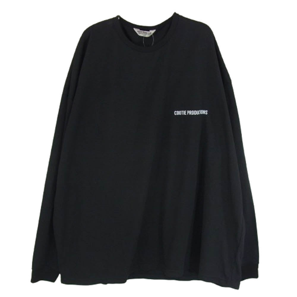 COOTIE クーティー ロゴプリント オーバーサイズ ロングスリーブティーシャツ 長袖カットソー ブラック系 L【中古】