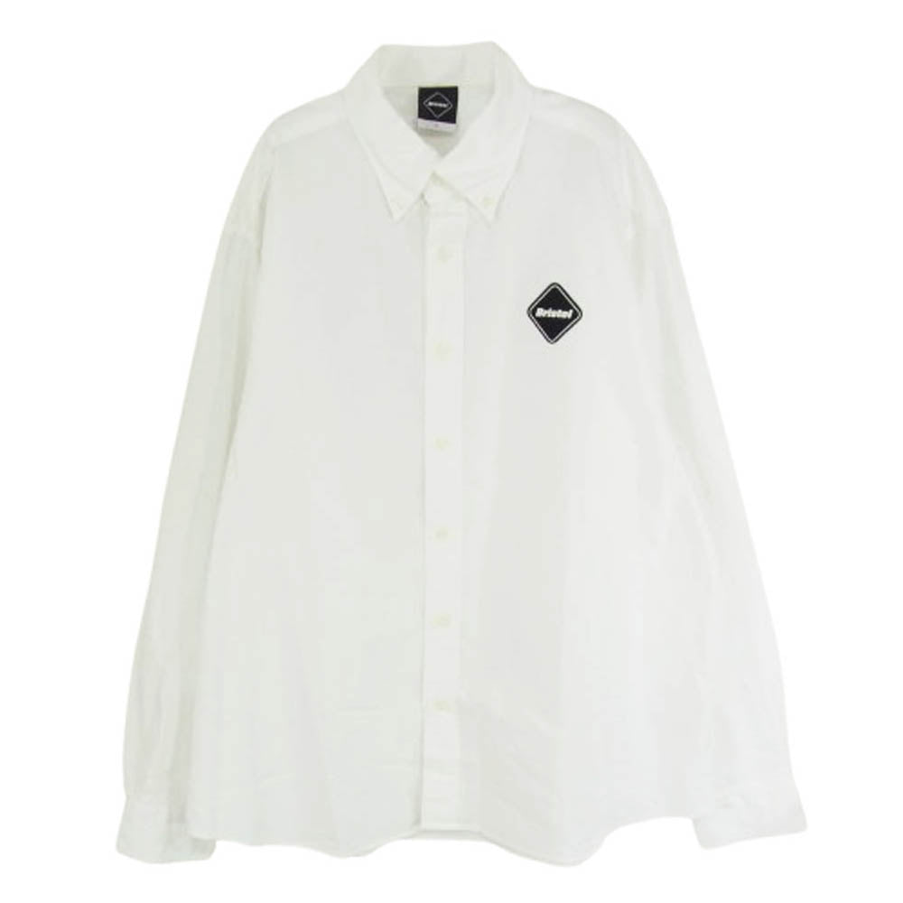 F.C.R.B. エフシーアールビー 22AW FCRB-222079 COOLMAX EMBLEM BIG B.D SHIRT ラバーロゴ ボタンダウン 長袖シャツ ホワイト系 L【中古】