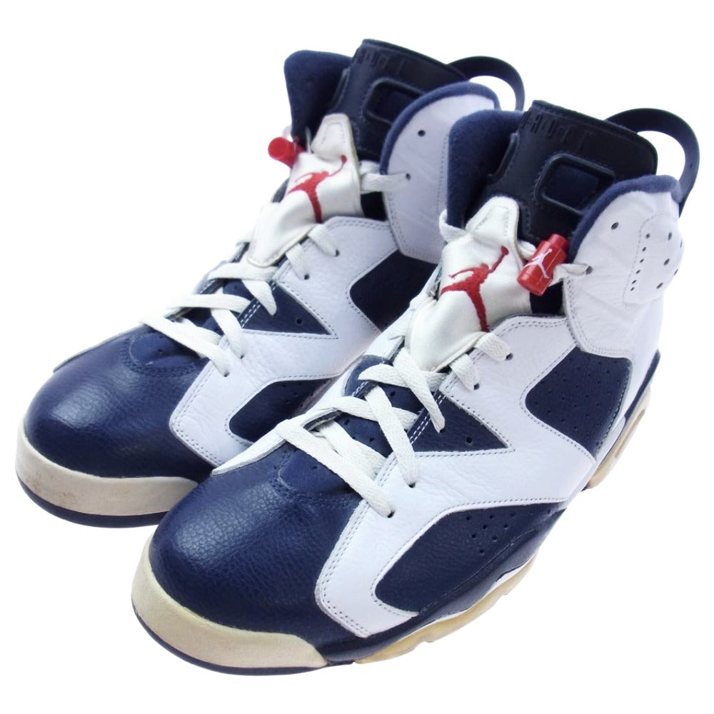 NIKE ナイキ 384664-130 【観賞用】 AIR JORDAN 6 RETRO OLYMPIC エアジョーダン 6 レトロ オリンピック スニーカー オフホワイト系 ネイビー系 31cm【中古】