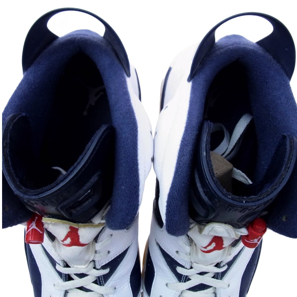 NIKE ナイキ 384664-130 【観賞用】 AIR JORDAN 6 RETRO OLYMPIC エアジョーダン 6 レトロ オリンピック スニーカー オフホワイト系 ネイビー系 31cm【中古】