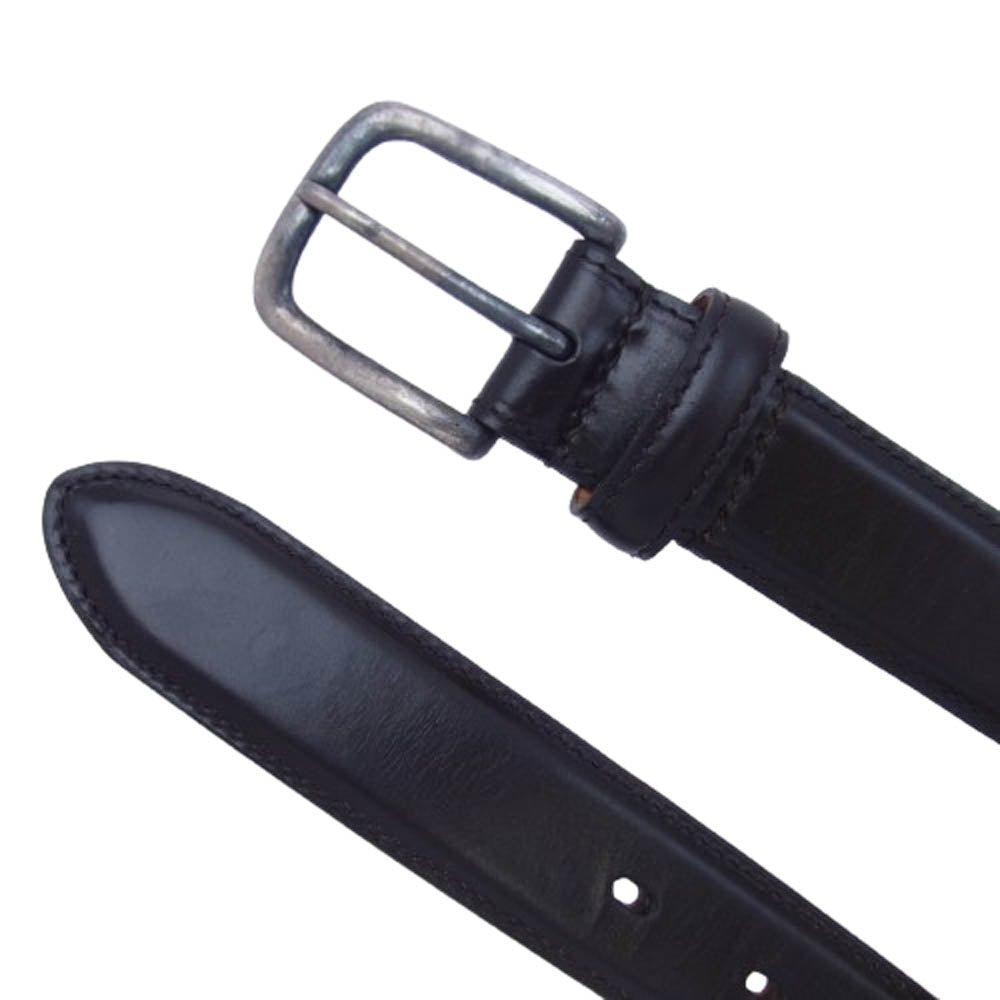 GANZO ガンゾ スクエアシルバーバックル レザー ベルト ダークブラウン系【中古】