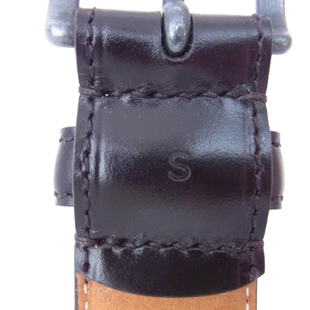GANZO ガンゾ スクエアシルバーバックル レザー ベルト ダークブラウン系【中古】