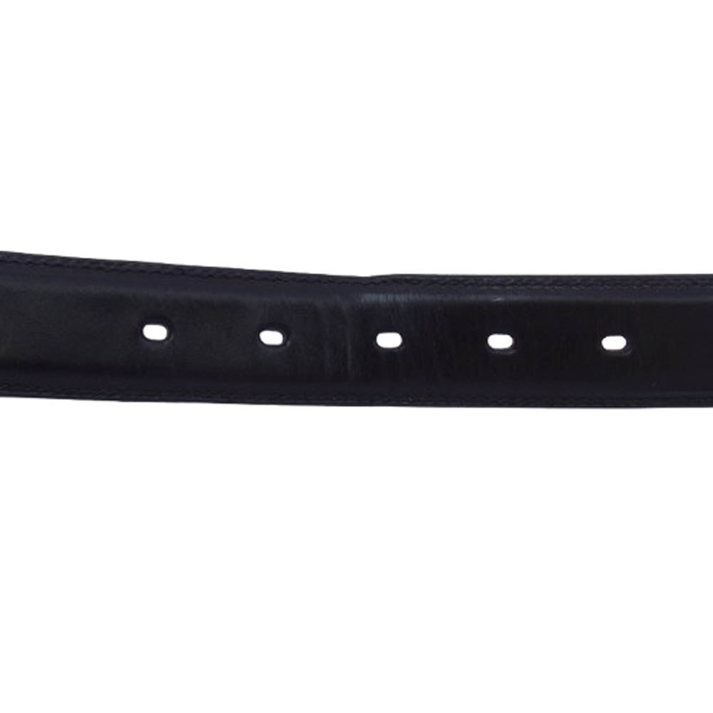 GANZO ガンゾ スクエアシルバーバックル レザー ベルト ダークブラウン系【中古】