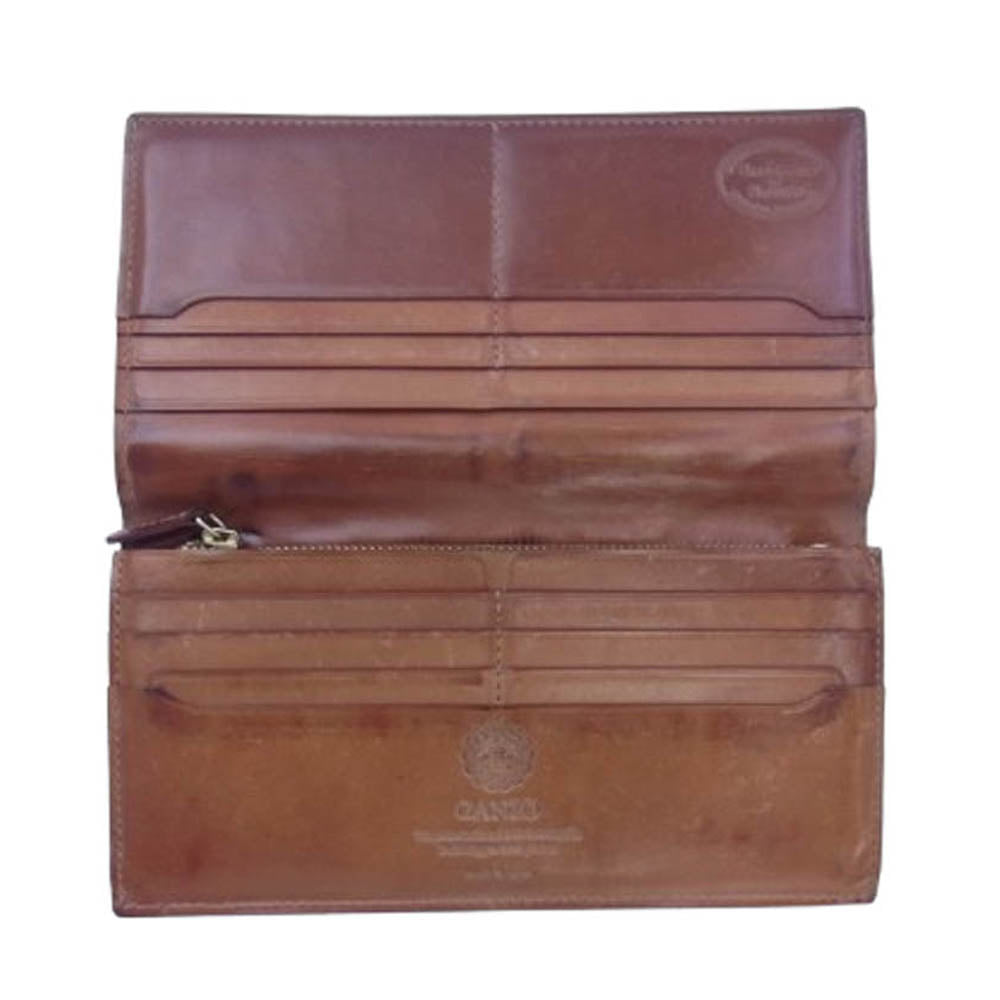GANZO ガンゾ ホーウィン社製 シェルコードバン 馬革 ロングウォレット 長財布 ブラウン系【中古】