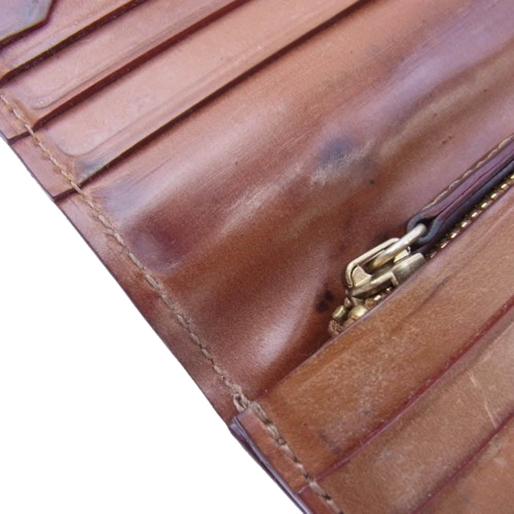 GANZO ガンゾ ホーウィン社製 シェルコードバン 馬革 ロングウォレット 長財布 ブラウン系【中古】