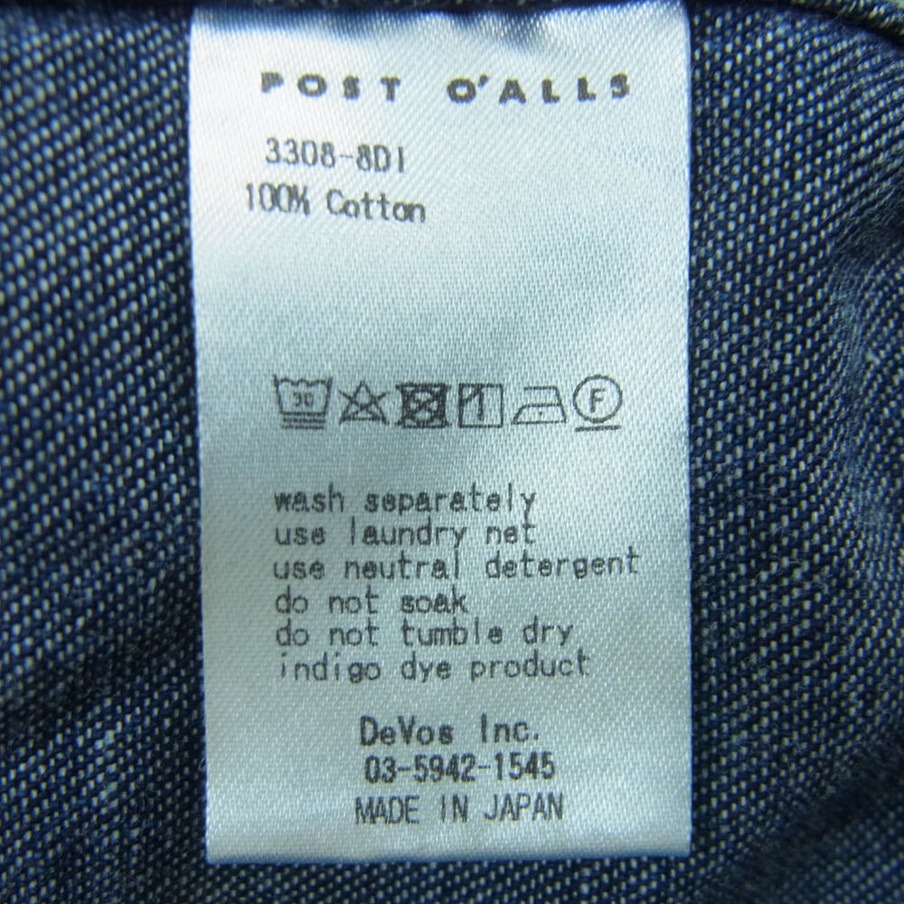 POST OVERALLS ポストオーバーオールズ 3308-VTI E-Z WALKABOUT Pants vintage twill indigo ウォークアバウト イージー デニム パンツ インディゴブルー系 L【中古】