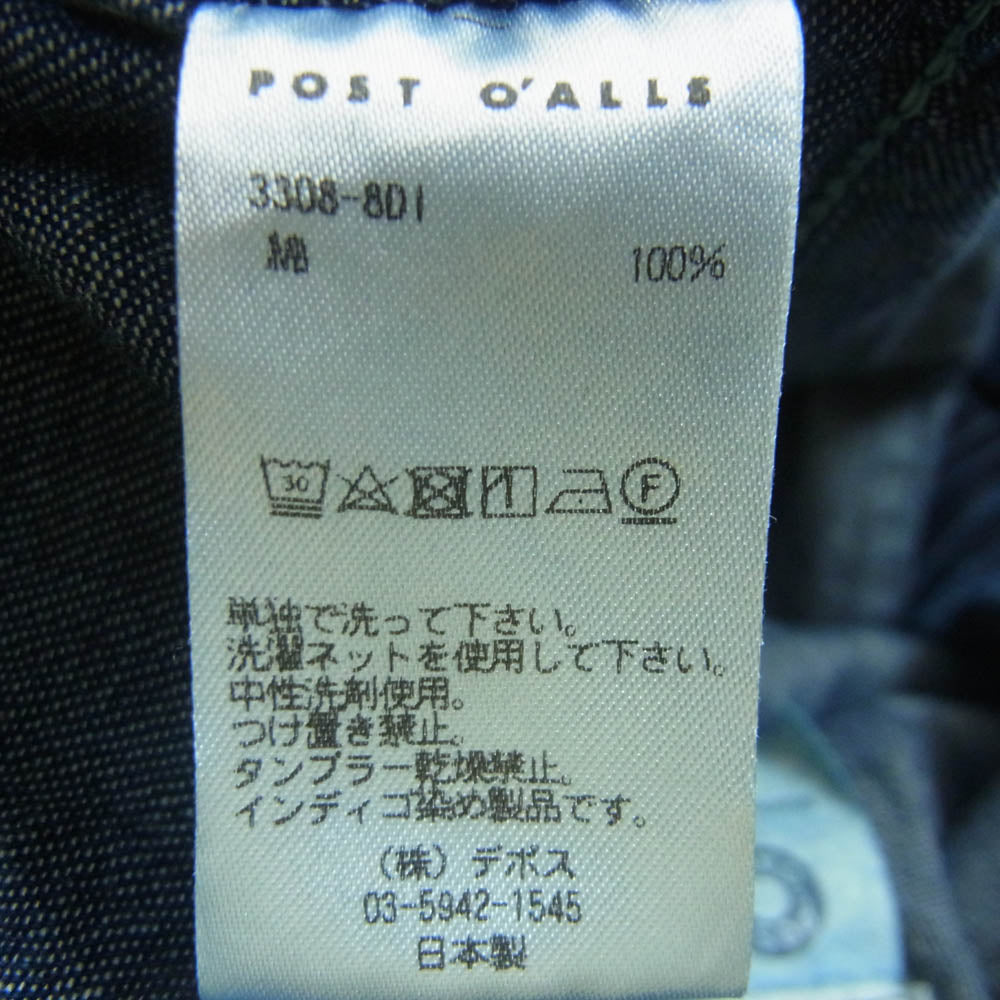 POST OVERALLS ポストオーバーオールズ 3308-VTI E-Z WALKABOUT Pants vintage twill indigo ウォークアバウト イージー デニム パンツ インディゴブルー系 L【中古】