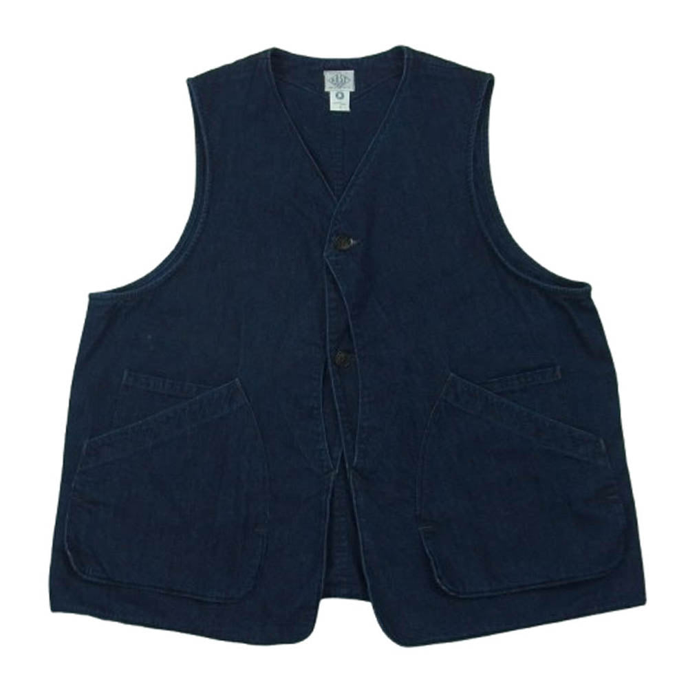 POST OVERALLS ポストオーバーオールズ 3503-8DI DEE VEST2 8oz Denim indigo deep wash ディーベスト2 デニム ベスト インディゴブルー系 L【中古】