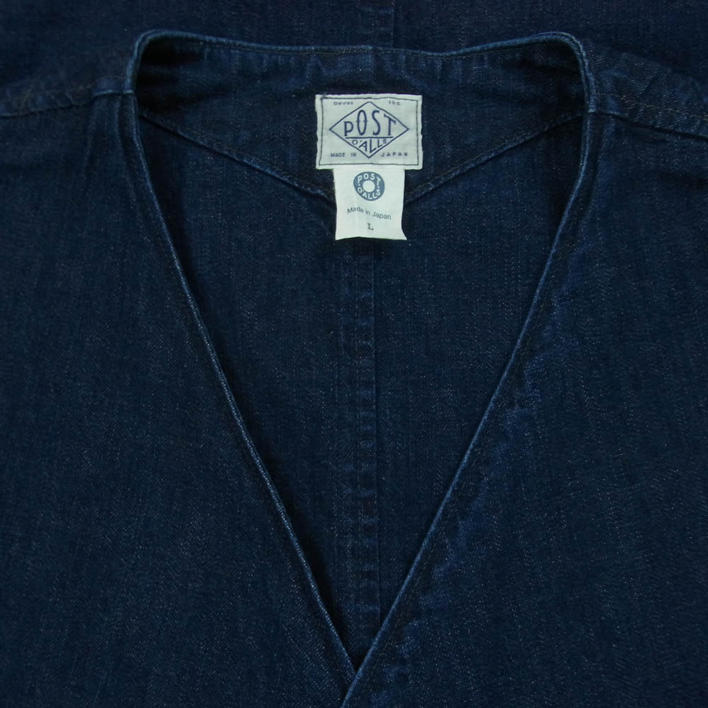 POST OVERALLS ポストオーバーオールズ 3503-8DI DEE VEST2 8oz Denim indigo deep wash ディーベスト2 デニム ベスト インディゴブルー系 L【中古】