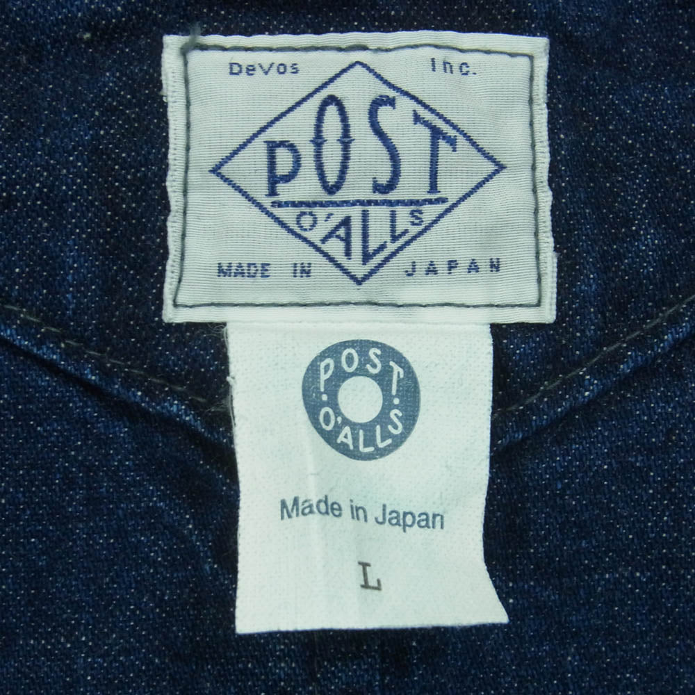 POST OVERALLS ポストオーバーオールズ 3503-8DI DEE VEST2 8oz Denim indigo deep wash ディーベスト2 デニム ベスト インディゴブルー系 L【中古】