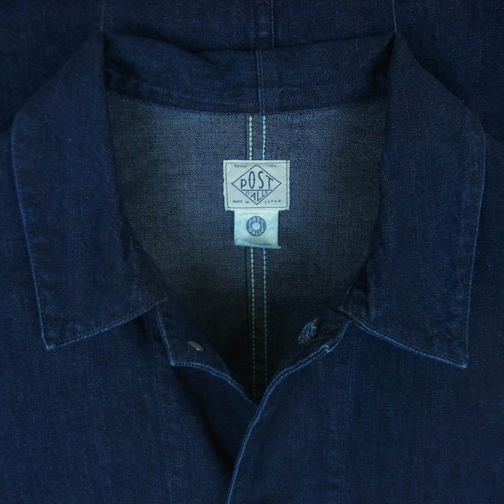 POST OVERALLS ポストオーバーオールズ 1111-8DI De Luxe Railroader 8oz. Denim indigo deep wash デラックスレイルローダー カバーオール デニム ジャケット インディゴブルー系 M【中古】