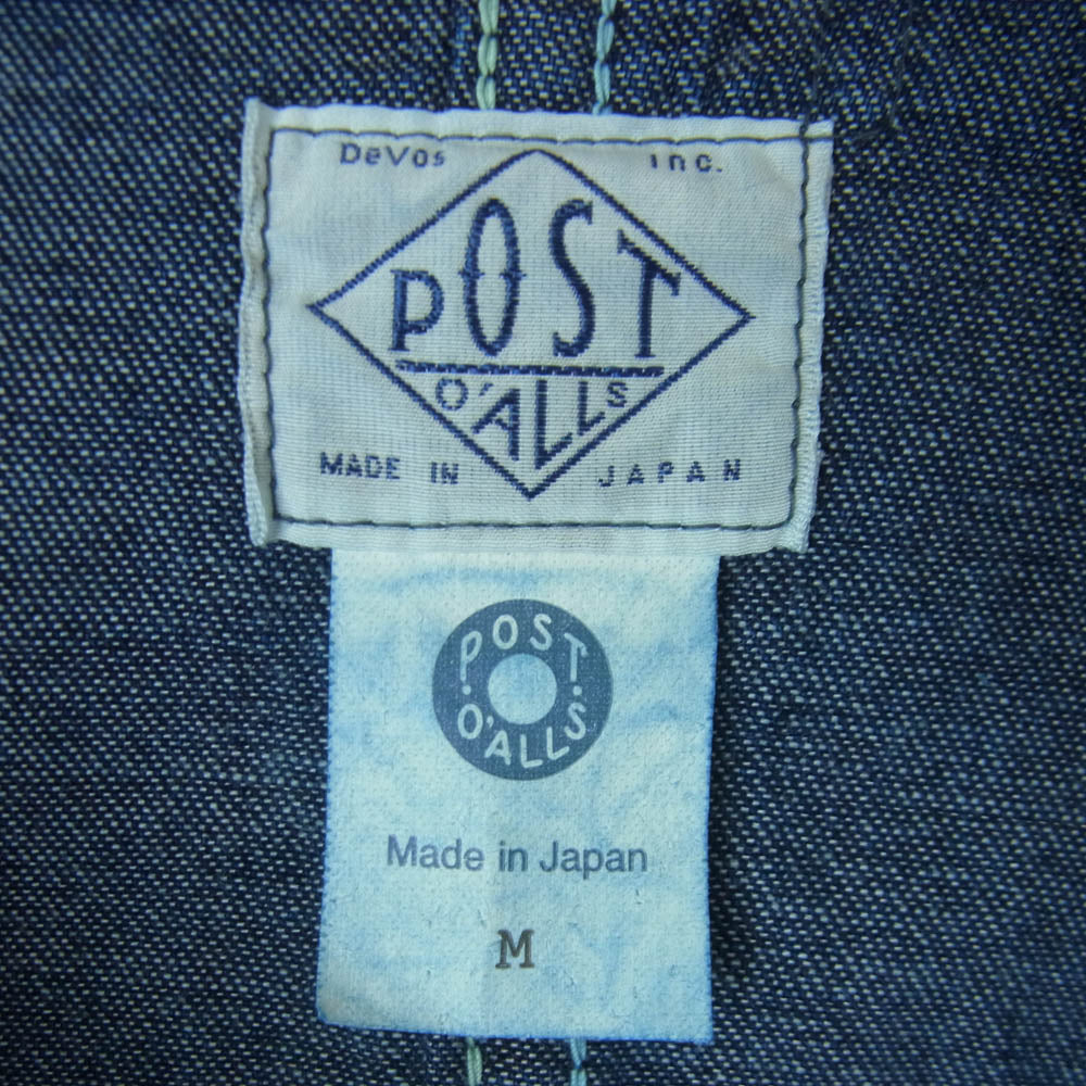 POST OVERALLS ポストオーバーオールズ 1111-8DI De Luxe Railroader 8oz. Denim indigo deep wash デラックスレイルローダー カバーオール デニム ジャケット インディゴブルー系 M【中古】