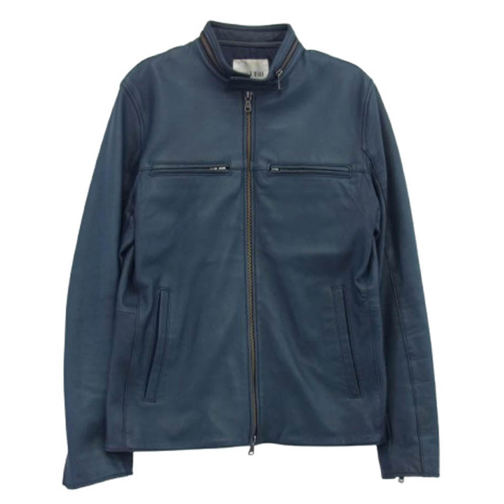 ボーギッシュ ラムレザー シングル ライダース ジャケット ブルー系 L【中古】