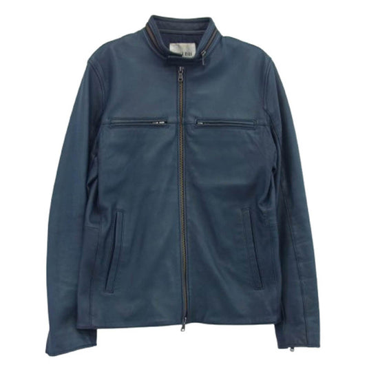 ボーギッシュ ラムレザー シングル ライダース ジャケット ブルー系 L【中古】