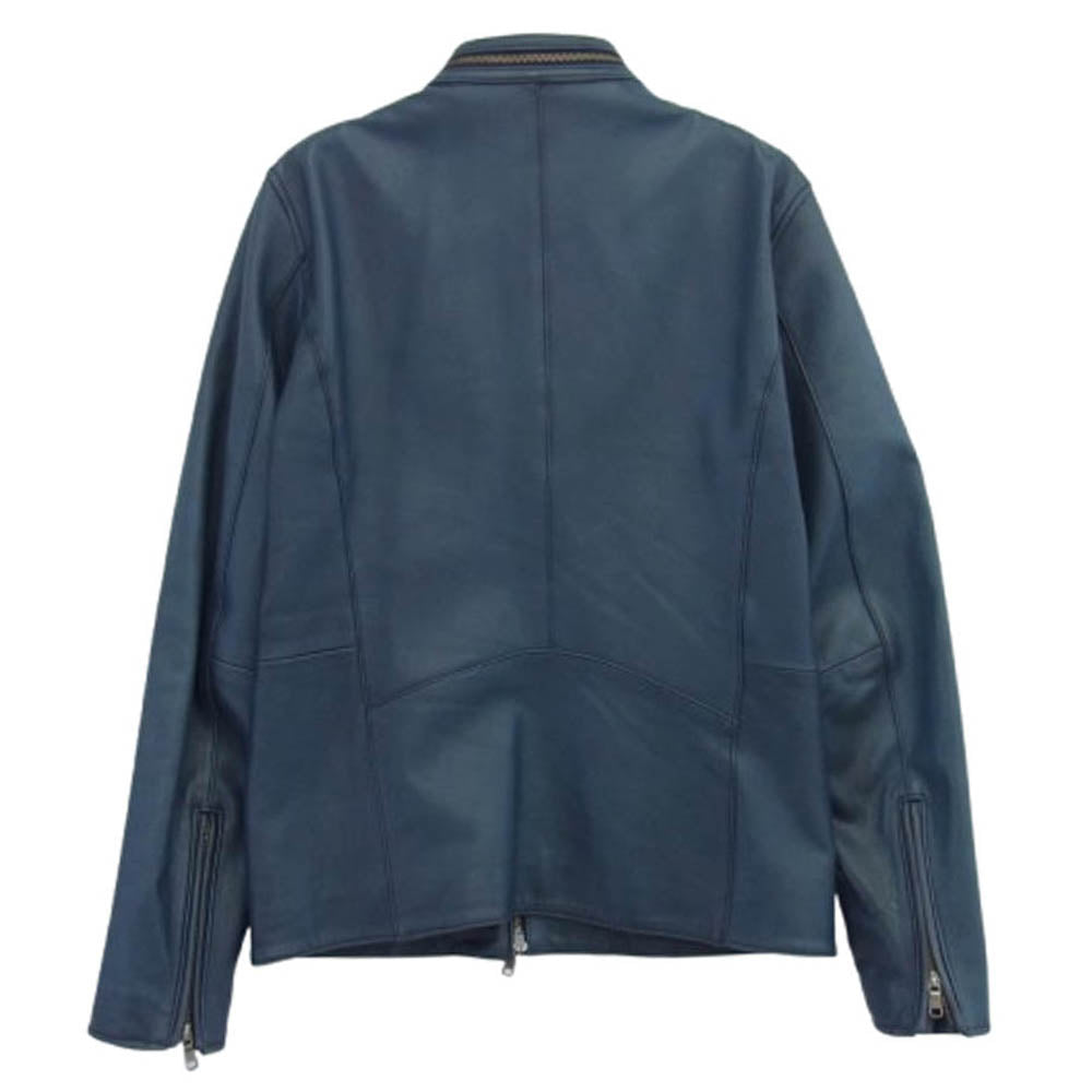 ボーギッシュ ラムレザー シングル ライダース ジャケット ブルー系 L【中古】