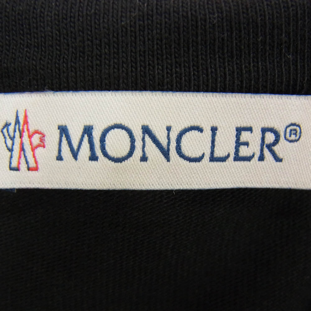 MONCLER モンクレール G20918D00002 MAGLIA T-SHIRT ベロア プリント 長袖 カットソー ブラック系 XL【美品】【中古】