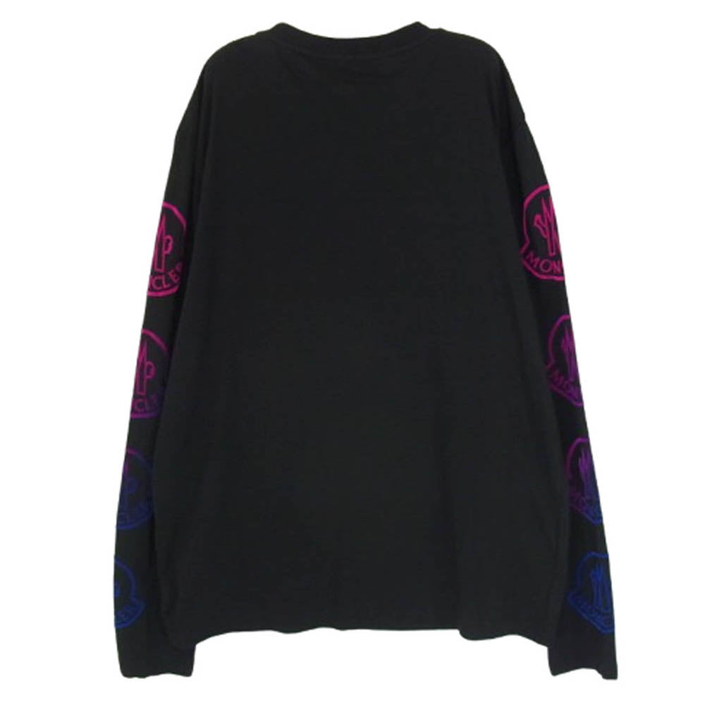 MONCLER モンクレール G20918D00011 MAGLIA GIROCOLLO アームグラデーション ロゴ 長袖 カットソー ブラック系 L【中古】