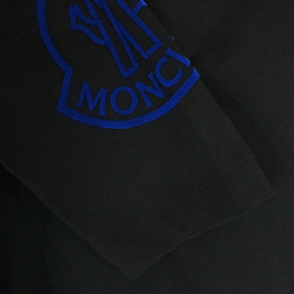 MONCLER モンクレール G20918D00011 MAGLIA GIROCOLLO アームグラデーション ロゴ 長袖 カットソー ブラック系 L【中古】