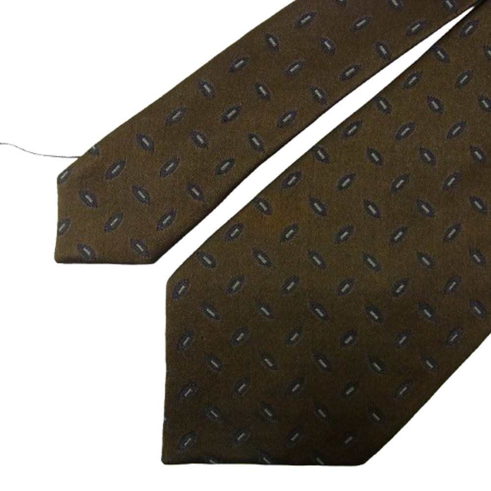 COMME des GARCONS HOMME コムデギャルソンオム 金文字タグ レジメンタル シルク100％ ネクタイ ダークブラウン系【中古】