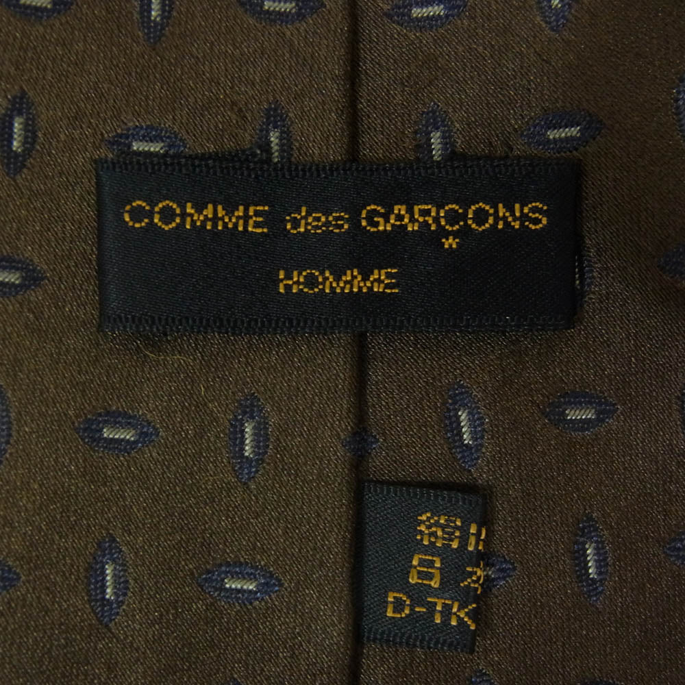 COMME des GARCONS HOMME コムデギャルソンオム 金文字タグ レジメンタル シルク100％ ネクタイ ダークブラウン系【中古】