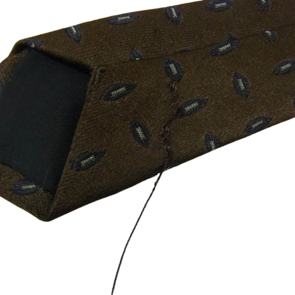 COMME des GARCONS HOMME コムデギャルソンオム 金文字タグ レジメンタル シルク100％ ネクタイ ダークブラウン系【中古】