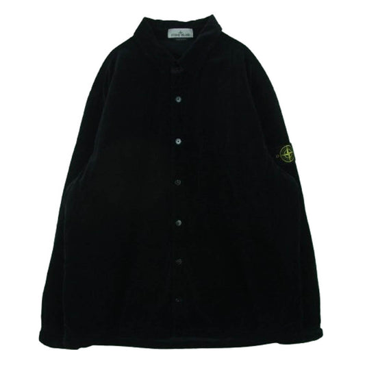 STONE ISLAND ストーンアイランド 791511709 Cotton Velvet Overshirt Jacket ワッペン付 コットン ベルベット オーバーシャツ ジャケット ブラック系 3XL【中古】