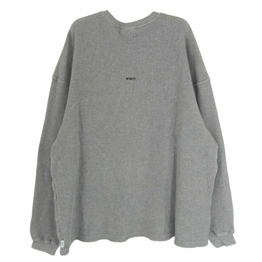 WTAPS ダブルタップス 23AW 232ATDT-CSM17 WAFFLE L/S COTTON ロゴ刺繍 ワッフル サーマル 長袖カットソー グレー系 3【中古】