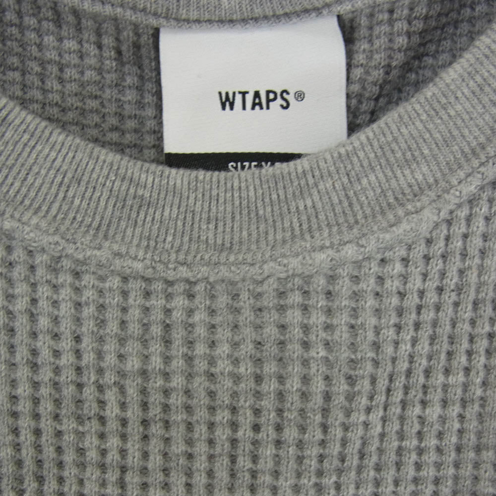 WTAPS ダブルタップス 23AW 232ATDT-CSM17 WAFFLE L/S COTTON ロゴ刺繍 ワッフル サーマル 長袖カットソー グレー系 3【中古】