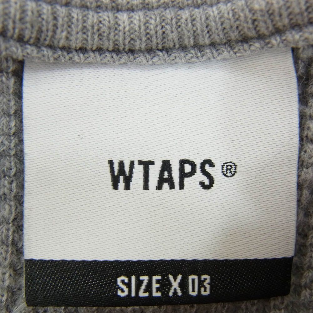 WTAPS ダブルタップス 23AW 232ATDT-CSM17 WAFFLE L/S COTTON ロゴ刺繍 ワッフル サーマル 長袖カットソー グレー系 3【中古】