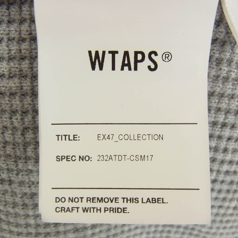 WTAPS ダブルタップス 23AW 232ATDT-CSM17 WAFFLE L/S COTTON ロゴ刺繍 ワッフル サーマル 長袖カットソー グレー系 3【中古】