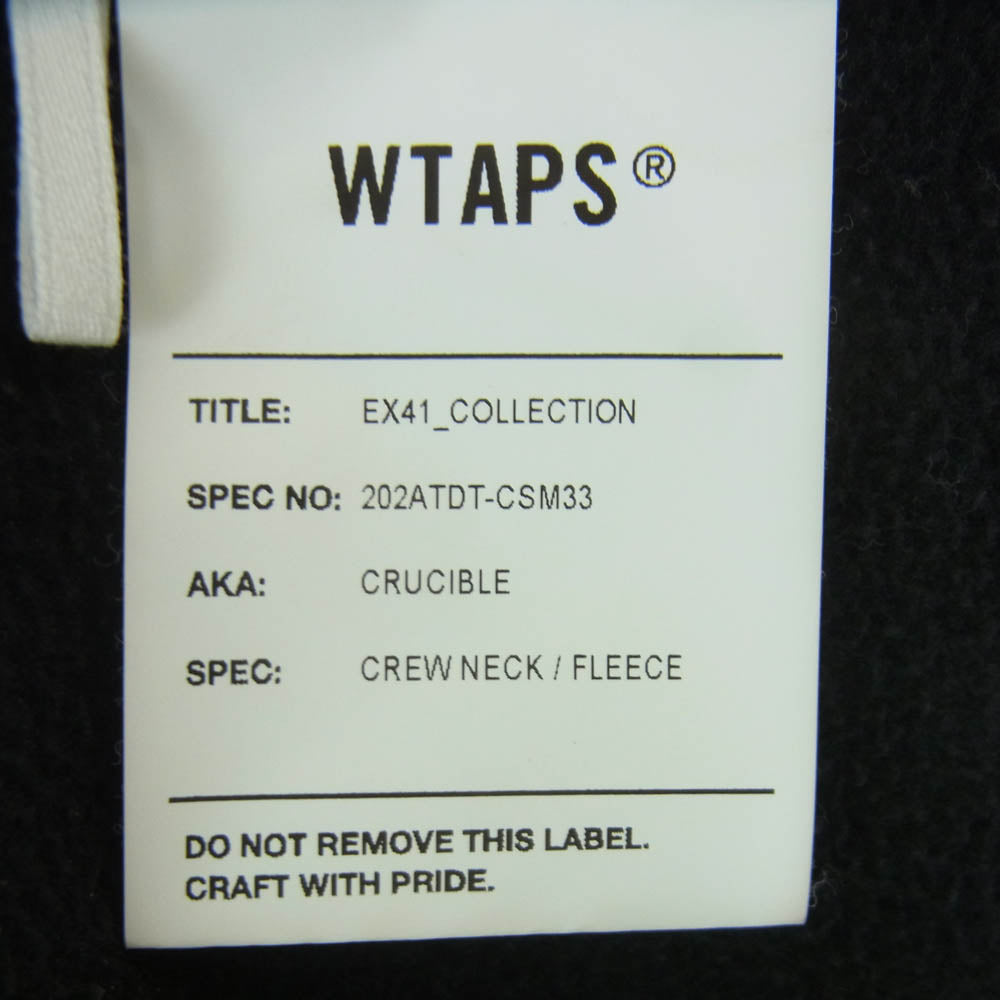 WTAPS ダブルタップス 20AW 202ATDT-CSM33 CREW NECK FLEECE クルーネック フリース スウェット トレーナー ブラック系 03【中古】