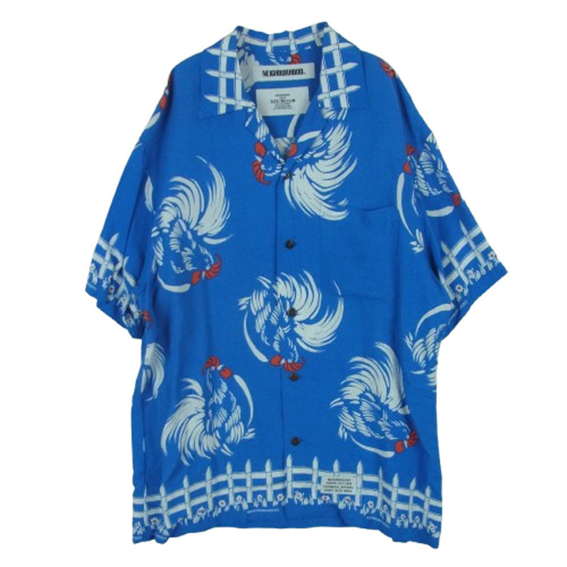 NEIGHBORHOOD ネイバーフッド 20SS 201TSNH-SHM07 ALOHA ROOSTER アロハ 半袖 シャツ ブルー系 M【極上美品】【中古】