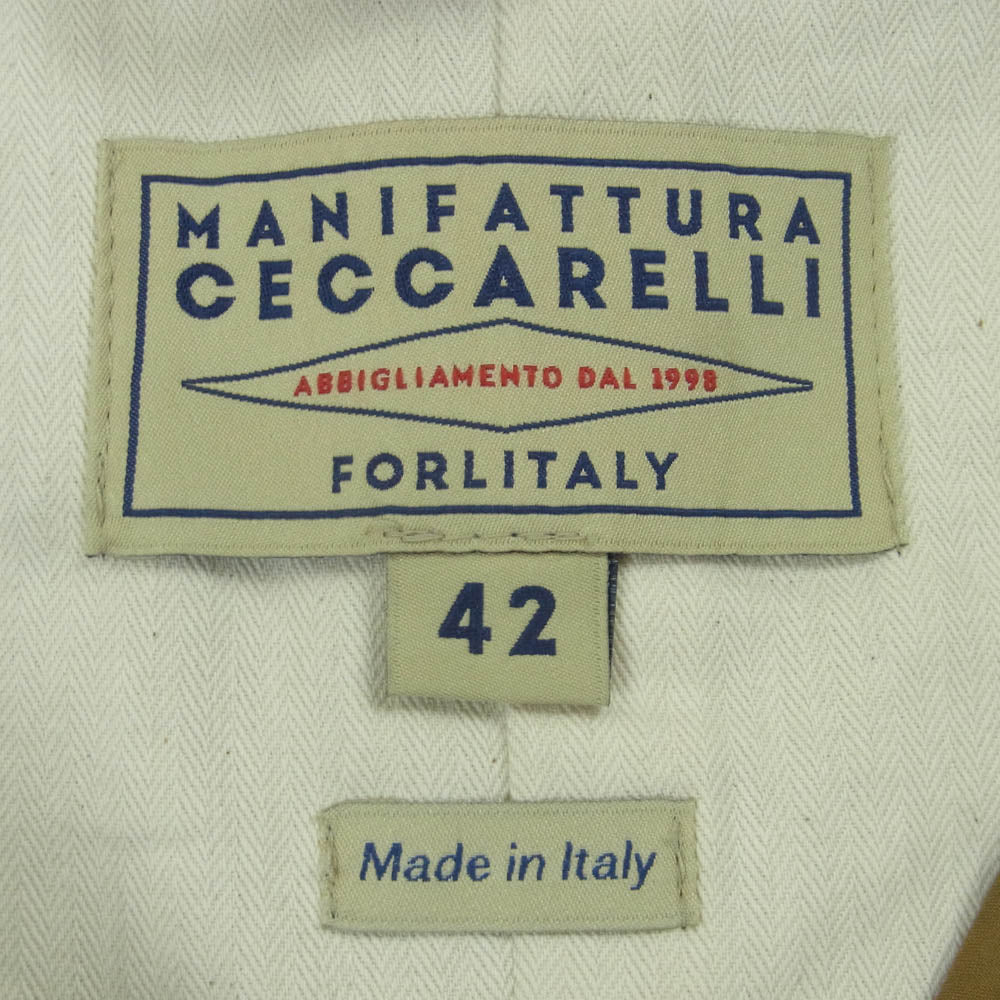 マニファッツュラチェカレリ イタリア製 パラフィン加工 マウンテンパーカー フーデッド ジャケット ブラウン系 42【中古】